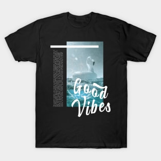 Good Vibes Text Typo Design - Pink Flamingo Pool Float T-Shirt